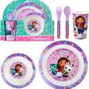Get Trend Gabby's Dollhouse Dinnerware Sets for Kids, 5 Pc Tableware, Plate, Bowl, Cup, Spoon, Fork, Plates and Bowls Set, Gifts for Kids (Multi Gabby's Dollhouse)