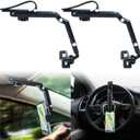 2Pcs Sun Visor Phone Holder,360 Rotatable Rearview Phone Holder, Cell Phone Holder for Car Sun Visor Perfectly for iPhone, Samsung & Other Cellphone, Car Accessories (Black)