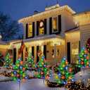 Homeleo 6-Pack Solar Small Christmas Trees for Outdoor Decorations, 120 LED Artificial Prelit Christmas Tree, Solar Powered Mini Xmas Tree with Lights for Outside Pathway Porch Yard Christmas Decor