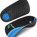 High Arch Support Insoles 3/4 Orthotic Inserts for Flat Feet Plantar Fasciitis Relief Overpronation, Shoes Insoles for Men Women Running, Black and Blue(M:Men 6.5-8.5, Women 7.5-9.5)