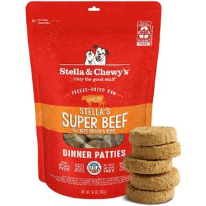 Stella & Chewy's Freeze-Dried Raw Dinner Patties - Beef Recipe - High Protein Grain-Free Puppy & Dog Food - Perfect For Picky Eaters - 14 oz (EXP 10/20/27)