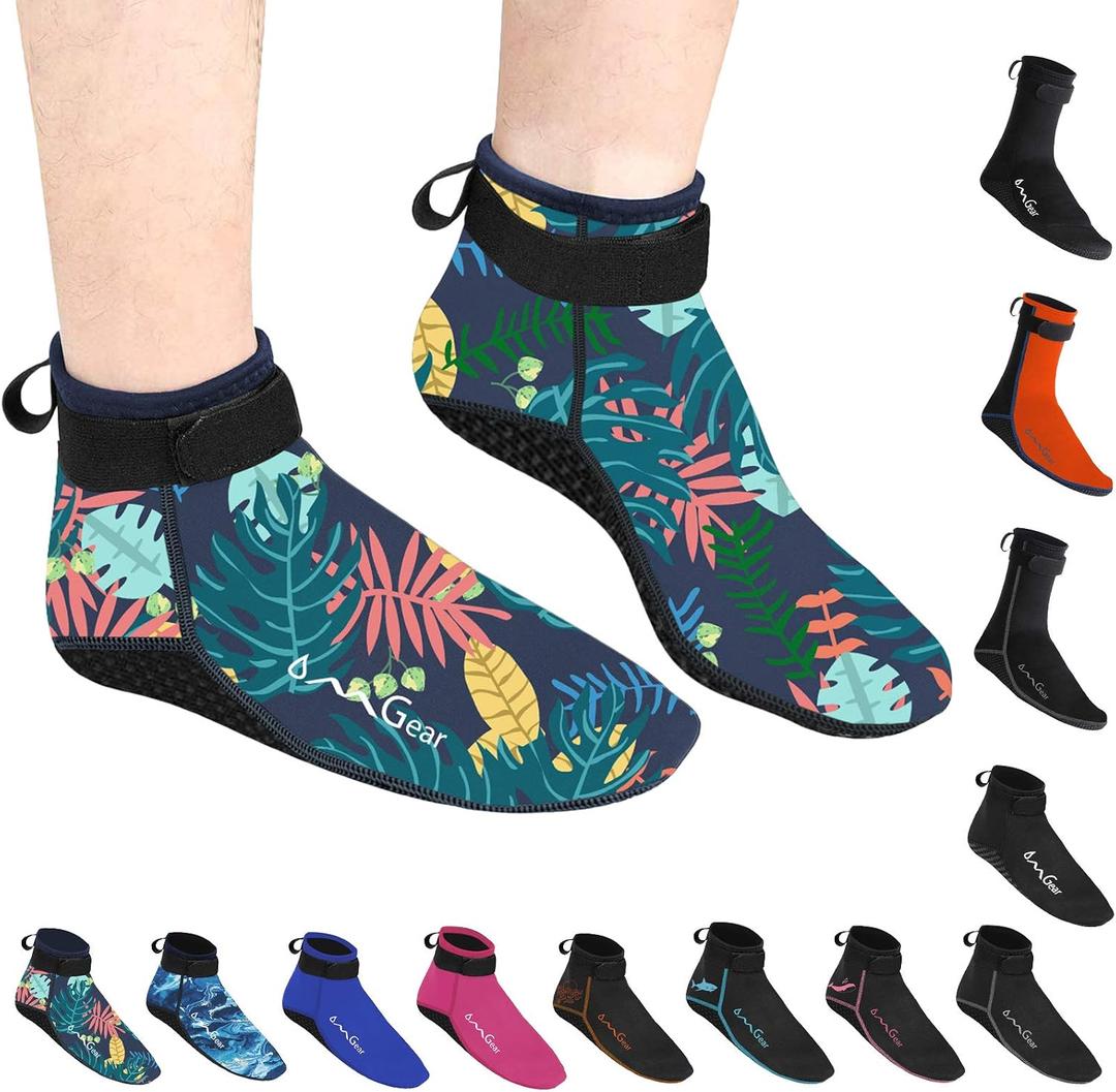 OMGear Water Socks Neoprene Socks Beach Booties 3mm 5mm Anti-Slip Wetsuit Footwear Fin Swim Sand Proof Socks, M