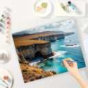 TAOPAOLAB Seascape Paint by Numbers Kit for Adults - DIY Coastal Cliffs and Ocean Cave Painting on Canvas 16x20In, Framed Acrylic Paint Set, Suitable for Beginners, Beach Art for Home or Gifts