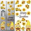 Geiserailie 16 Pcs Sunflower Gnome Refrigerator Magnets Cruise Door Magnets Spring Car Magnetic Stickers Summer Fridge Garage Decals Sunflower Party Decorations for Home Office Decor