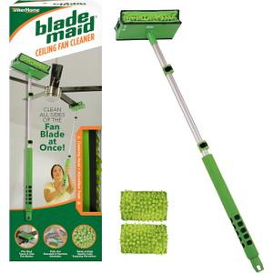Blade Maid Ceiling Fan Cleaner- Cleaning Tool with 3 Foot Extendable Pole, Cleaning Head, Reusable Fiber Duster Green