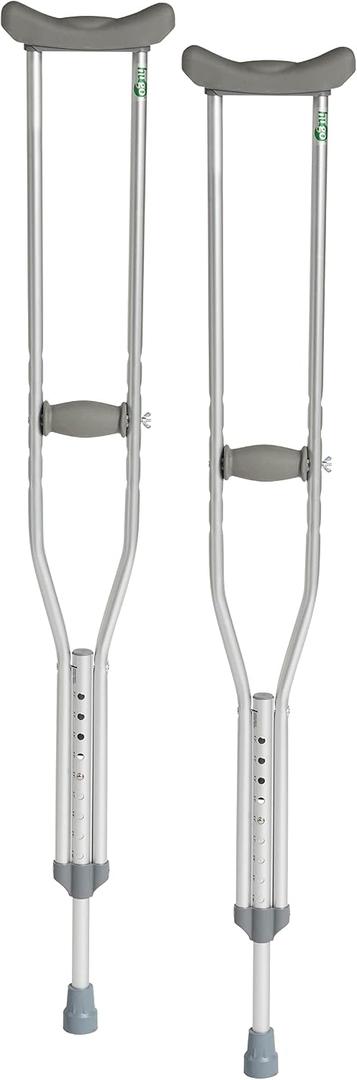 Hugo Mobility Adjustable Crutches for Walking, Tall Adult Walking Crutches, Comfortable Lightweight Crutches with Underarm Pad and Hand Grip,  Youth (Pack of 2)