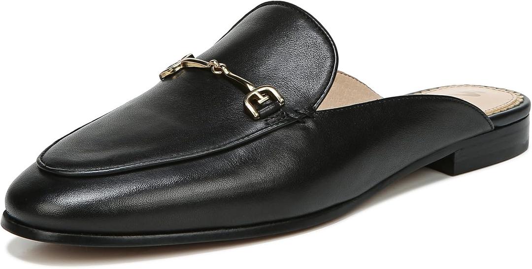 Sam Edelman Women's Linnie Flat Mules (10, Black Leather)