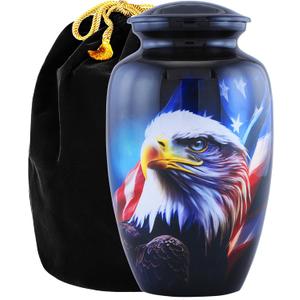 Cremation Urn for Human Ashes Adult Large Eagle Funeral Urn for Ashes, Memorial Urn for Men & Women, 200 Cubic Inch Decorative Burial Urn with Velvet Bag (Non-Customize, Adult)