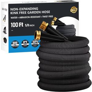 100 FT Garden Hose, Non-Expanding Water Hose, Ultra Flexible, Burst-Resistant, Kink-Free, High-Pressure Garden Hose for Easy All-Weather Use on Lawns, Gardens, and Outdoor Cleaning