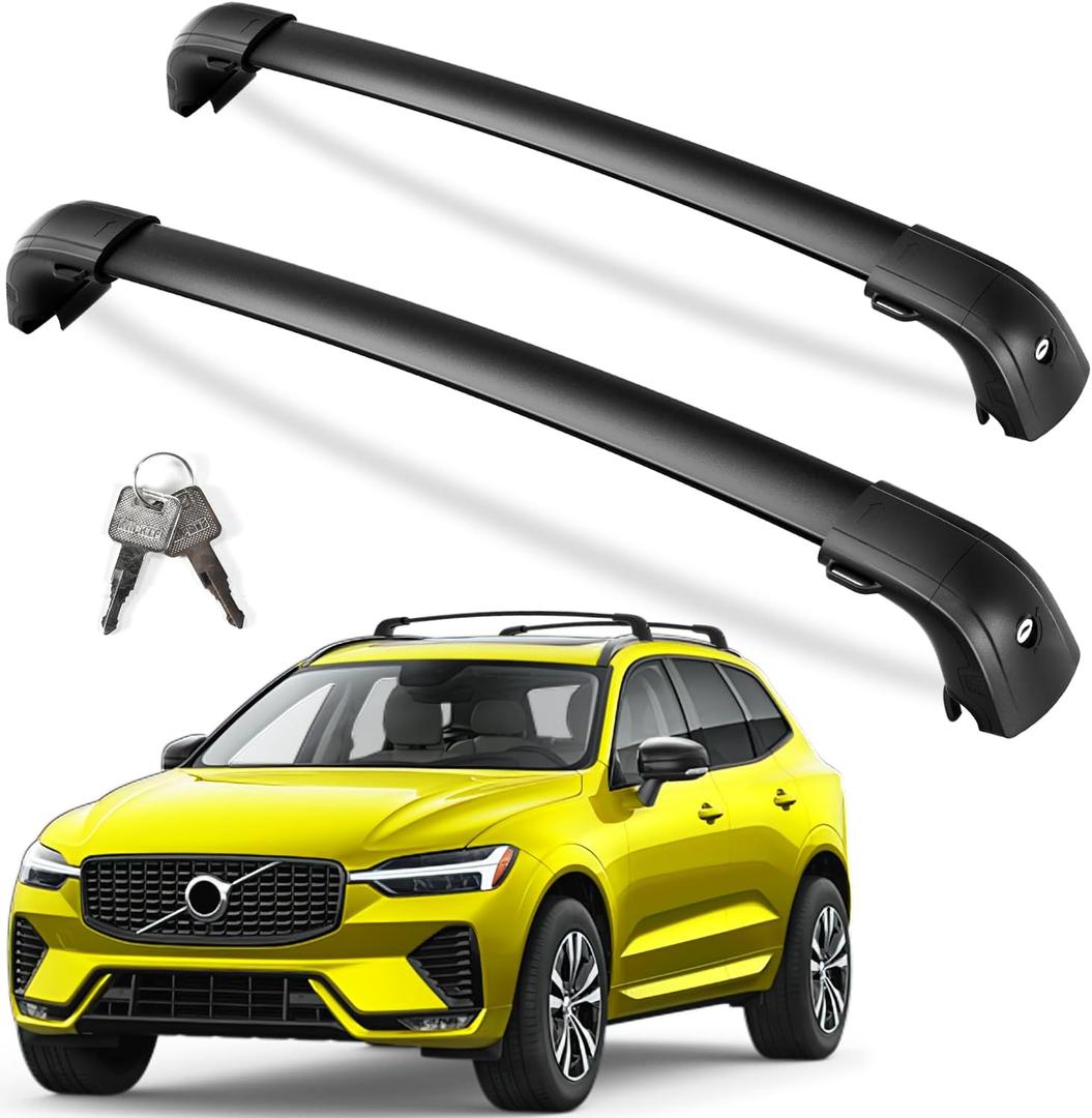 KINGGERI 300lbs Lockable Roof Rack Cross Bars Compatible with Volvo XC60 XC-60 2018-2026, Heavy Duty Anti-Theft Aluminum Roof Rails Crossbars Rooftop Accessories Luggage Racks Carrier