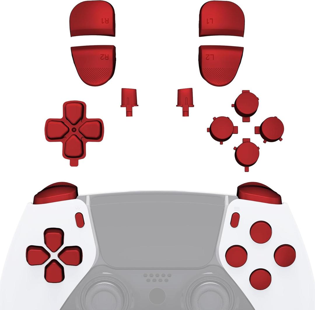 eXtremeRate Replacement Full Set Buttons Compatible with ps5 Edge Controller, Scarlet Red D-pad Share Options Home Face Buttons R1 L1 R2 L2 Triggers Compatible with ps5 Edge Controller
