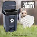 tebiete Dog Poop Trash Can Outdoors Pet Waste Station with Lid Dog Waste Disposal Container with Removable Inner Bin Bucket Hands-Free Pedal Garden Yard Home with Waste Bags, Grey