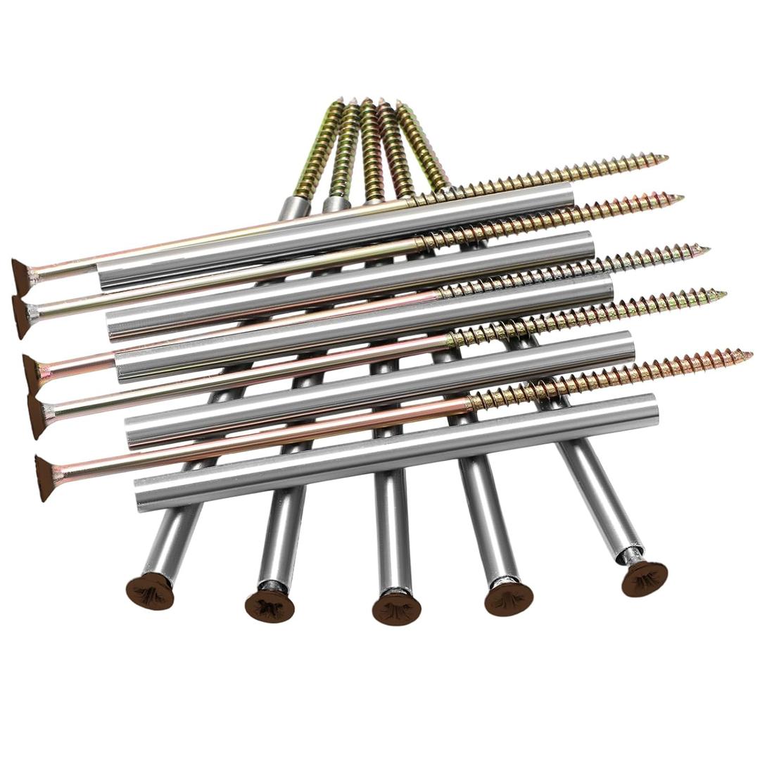 10 Pcs 7'' Gutter Screws with Metal Ferrule Durable Gutter Nails and Spikes Easy-to-Install Secure Gutter Fasteners for Sagging Gutters and Maintenance (Brown)