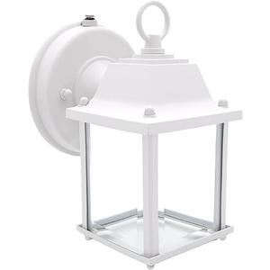 Maxxima LED White Outdoor Wall Light, Photocell, 650 Lumens, 3000K Clear Glass Porch Lantern, Warm White, Dusk to Dawn Sensor, Patio Exterior Sconce Fixture 2-Pack