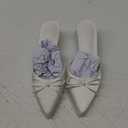 Coutgo Womens Kitten Heels Mules with Bow Satin Slip on Pumps Closed Pointed Toe Dress Wedding Party Shoes 6.5