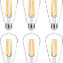 FLSNT 100W Equivalent LED Edison Bulbs, ST19/ST58 Dimmable LED Light Bulbs for Dining Room, Kitchen, High Brightness with 1000LM, 2700K Soft White, 8W, E26 Base, 6 Pack