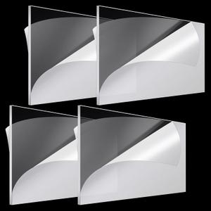 Roowest 4 Pcs 24 x 48 Inch, 1/4 Inch Thick Clear Acrylic Sheets Plastic Transparent Panels Sheets Cut to Size Cast Acrylic Board Panel with Protective Film for Craft DIY Project Sign Frame