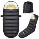 IvyWind Stroller Footmuff, Baby Winter Stroller Bunting Bag with Removable Zipper, Universal Warm Sleeping Bag for Cold Weather, Waterproof & Cozy Fleece Lining for Toddler Infant Kids, Black