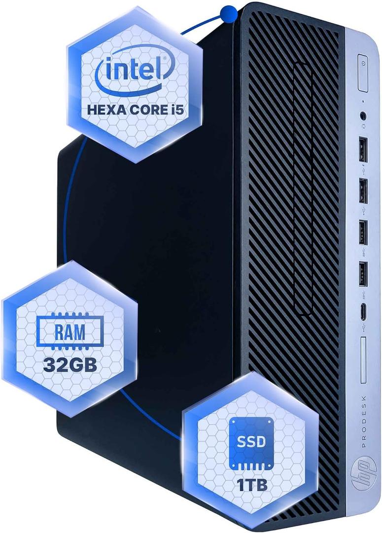 HP ProDesk 600G4 Desktop Computer | Hexa Core Intel i5 (3.2) | 32GB DDR4 RAM | 1TB SSD Solid State | Windows 11 Professional | Home or Office PC 