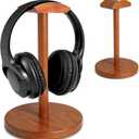 Walnut Wood headphone Stand with Storage Base,Suitable for Universal Desktop Stands for Gaming Headphones, Compatible with Bose,Sony,and Sennheiser,Jabra etc