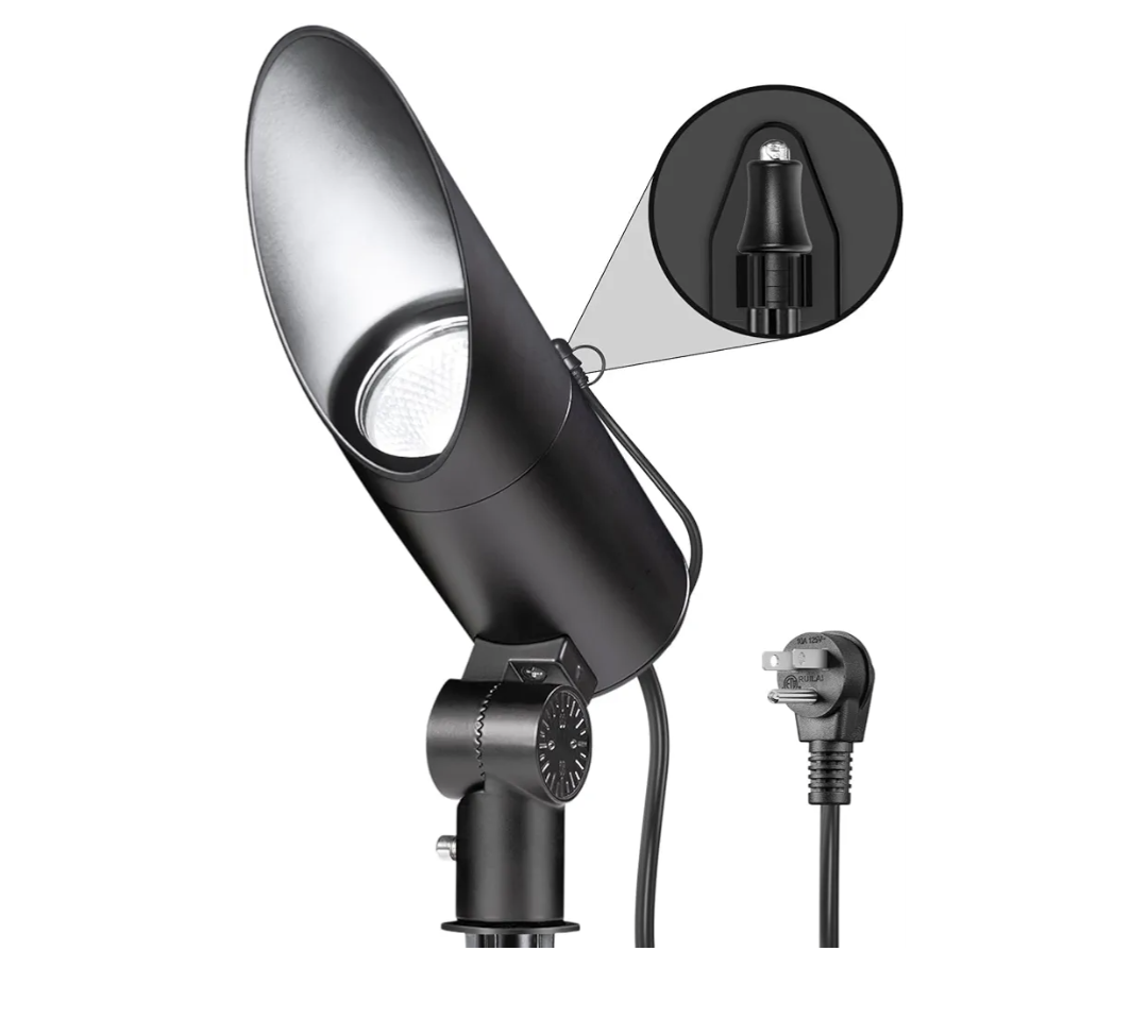 SUNVIE 20W Dusk to Dawn Spot Lights Outdoor Weatherproof 5000K LED Flag Pole Light 120V Plug in Landscape Spotlight with Photocell Sensor Ultra Bright Bullet Flag Light for Yard Garden Tree Statue