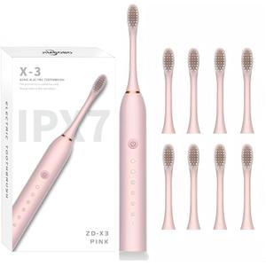 JIMBOBO Electric Toothbrush for Women Girls USB Rechargeable Ultra Sonic Toothbrushes with 8 Brush Heads 42,000 VPM Whitening 6 Cleaning Modes 2 Min Smart Timer 2-Hour Fast Charge for 60-Days (Pink) (1 Count (Pack of 1))