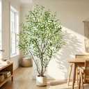 6ft Olive Trees Artificial Indoor, Tall Faux Olive Tree with Realistic Leaves and Lifelike Olives Fruits, Large Fake Silk Plant for Living Room Office Bedroom Balcony Home Decor