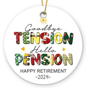 Retirement Christmas Ornaments 2025 - Retired Christmas Decorations for Tree, Goodbye Gift Coworkers, Retirement Gifts for Men, Employee Gifts, Ceramic Ornaments