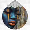 Christmas Decorations Ornaments, Stained Glass Ornament, Christmas Tree Ornaments, 2025 Gift Ornament, Xmas Gift for Friend Family Coworker - African Mask