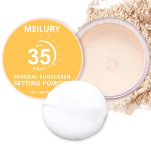 Sunscreen Setting Powder SPF 35, Translucent Face Loose Powder for Face & Scalp, Oil Control Mineral Powder Natural Matte Finish Sheer Coverage Lasting Lightweight Breathable (01 Translucent)
