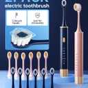 Aneebart Blue & Pink Electric Toothbrush for Adults, USB Rechargeable Sonic Toothbrush with 12 Brush Heads, Smart Timer, 6 Modes, 2-Hour Fast Charge Last 30 Days