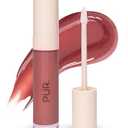 PÜR MINERALS Glossy Lip Tint, Plumping Tinted Lip Oil, Hibiscus Spritz (Deep Nude) - Hydrate & Plumps with Buildable, Non-Sticky & High Shine Formula - Jajoba Oil, Vitamin E & Pomegranate Extract
