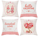 Dotegu Pink Valentine's Day Pillow Covers 18 x 18 Inch Set of 4, Valentines Decor Love Heart Designs Decorative Pillowcases for Home Sofa Couch Cushion Decoration