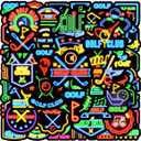2 x 100pcs Neon Golf Waterproof Vinyl Stickers - Golf Decorations & Party Favors Gifts for Laptop, Water Bottle, Skateboard