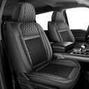 Custom Fit Ford F150 Seat Covers 2009-2025 2026 F250/F350/F450 2017-2026 Full Set Waterproof Faux Leather Car Seat Covers for Crew Cab XL XLT Lariat King Ranch Platinum(5 Seats,Black&Grey)