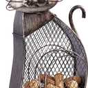 Cat Decor Wine Cork Holder Tabletop Wine Racks Shelf Metal Wine Bottle Holder Home Decor Wine Decor (Antique Silver)