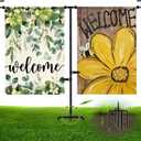 Garden Flag Pole Holder with 5-Prong Base – Heavy Duty Metal Outdoor Stand with Powder-Coated Finish, Clip & Stopper for Double Flags, Yard Decor Display