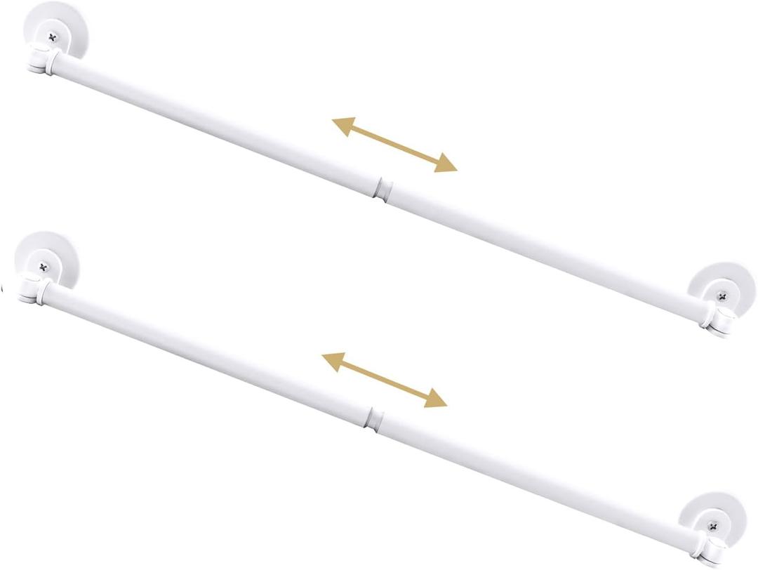 H.VERSAILTEX 2 PACK Magnetic Curtain Rods for Metal Doors 16" to 28", 1/2 Inch Diameter, Adjustable French Door Curtain Rod for Classroom Whiteboard Cafe Rod with Strong Magnet Towel Bar Holder, White