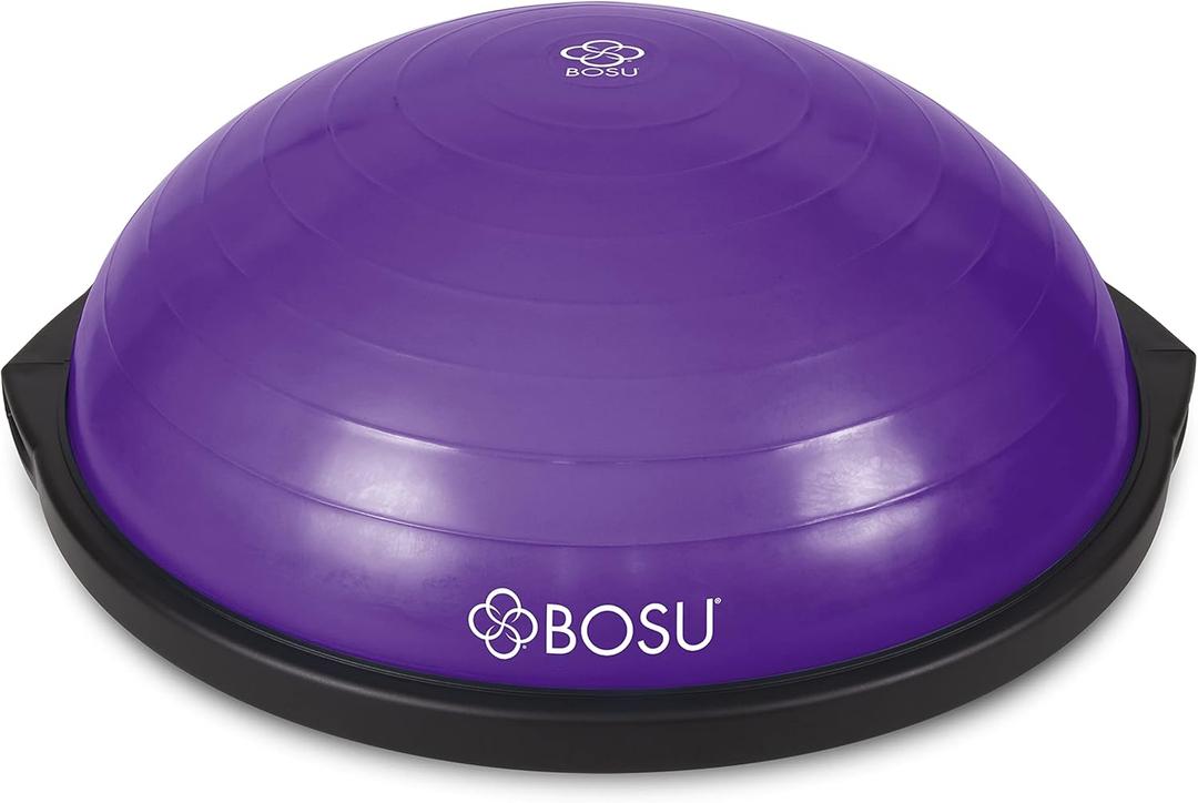 Bosu Balance Ball Exercise Trainer, Home Gym Equipment w/ Guided Workouts & Pump, 26", Blue - Inflatable Fitness Platform for Strength Training, Standing, Balancing, and Core Workout (Purple/Black)