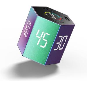 Ticktime Pomodoro Timer, Productivity Timer Cube, 5/15/25/30/45/60 Min Presets, Custom Countdown & Stopwatch 1s99m59s, Sound/Vibration/Silent, Magnetic, Rechargeable, for ADHD Study Work,Violet