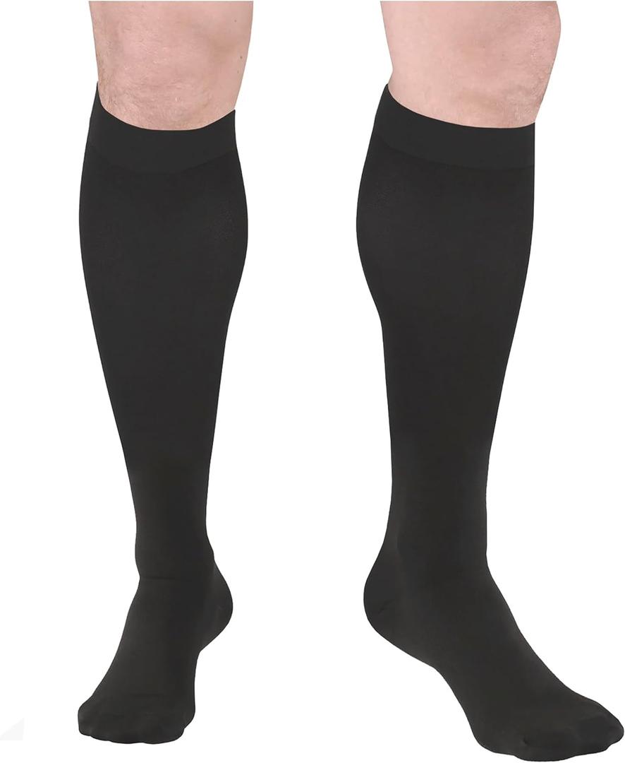 Truform Surgical Stockings, 18 mmHg Compression for Men and Women, Knee High Length, Closed Toe, Black, Large