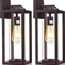 20inch Large Outdoor Wall Lights 2 Packs - Oil Rubbed Bronze Exterior Light Fixture with Clear Glass Shade, Waterproof Porch Lighting for House, Farmhouse Sconces Lantern for Front Door, Garage, Sensor-Free-20inch