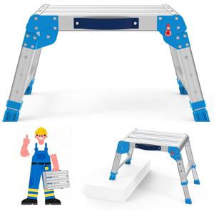 Work Platform 600 Lbs, Folding Step Stool with One-Touch Automatic Fold, 3 Height Adjustment Step Platform, Perfect for RV Cleaning, Home Painting and Reaching High Places, Standard