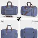 Sechunk Duffle Bag Canvas Large Outdoor Shoulder Bag Overnight Handbag Travel Tote Luggage Weekender Bag Blue-A (20.87*9.84* 11.81*)