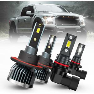 Led Headlight Bulbs, compatible with (2004-2014) FORD F-150 led headlights, 9008/H13 High & Low Beam Bulbs +9145 LED Fog Light Bulbs, Pack of 4
