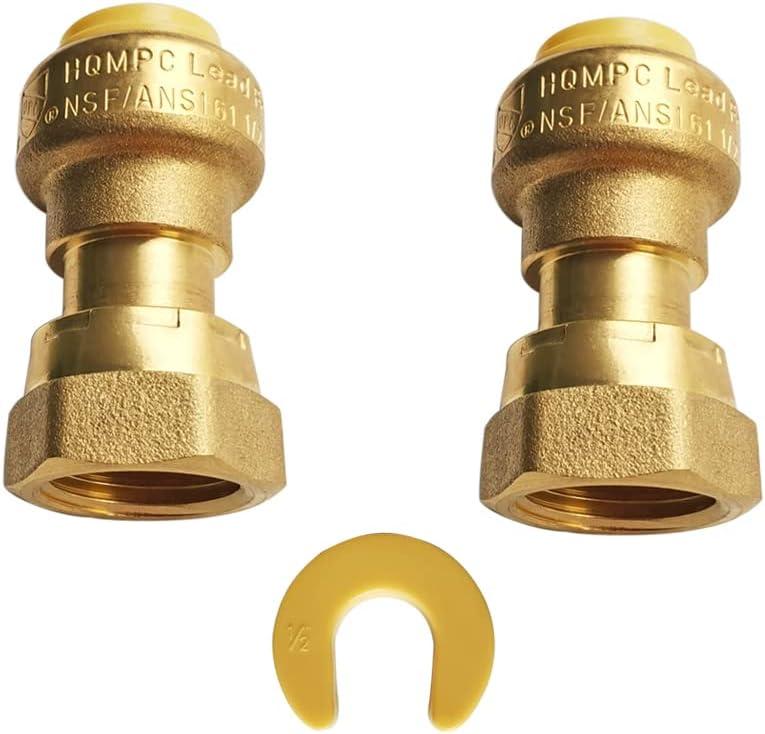 HQMPC Push Fitting Straight Coupling with Union 1/2"X1/2" 2Pcs