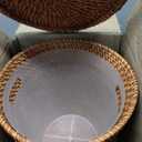 84ECO 3 Gallon Rattan Trash Can with Lid and Liner - Wicker Trash Can for Bathroom, Bedroom, Kitchen, Living Room