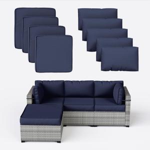 9 Pcs Outdoor Patio Cushions Covers Replacement Waterproof with Zipper for 5 Pcs Patio Furniture Set, Covers Only, Standard