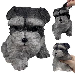 Hand Painted Dog Squishy Toys, Big Cute Ultra Soft Squeeze Fidget Toys for Stress Relief, Kawaii Squishies Sticky Animal Toys for Adults Kids, Decompression Sensory Balls Toys for Autism (Schnauzer)