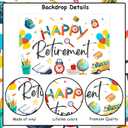 Teacher Retirement Party Decoration Happy Retirement Backdrop Banner 75ft Colorful Pen School Background Prop for Woman Man Teacher Party Decoration